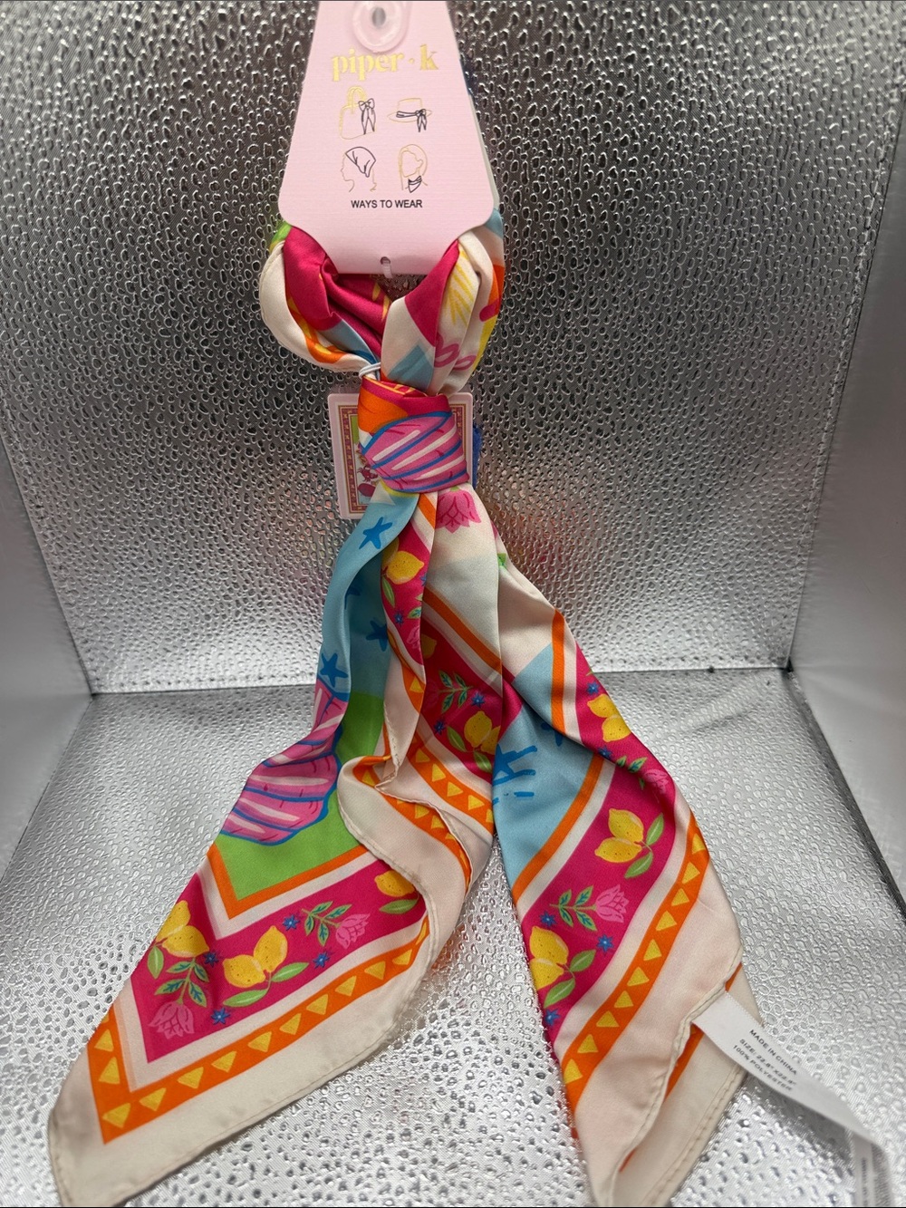 Piper Pink Multi-Color Printed Silk Scarf Tie